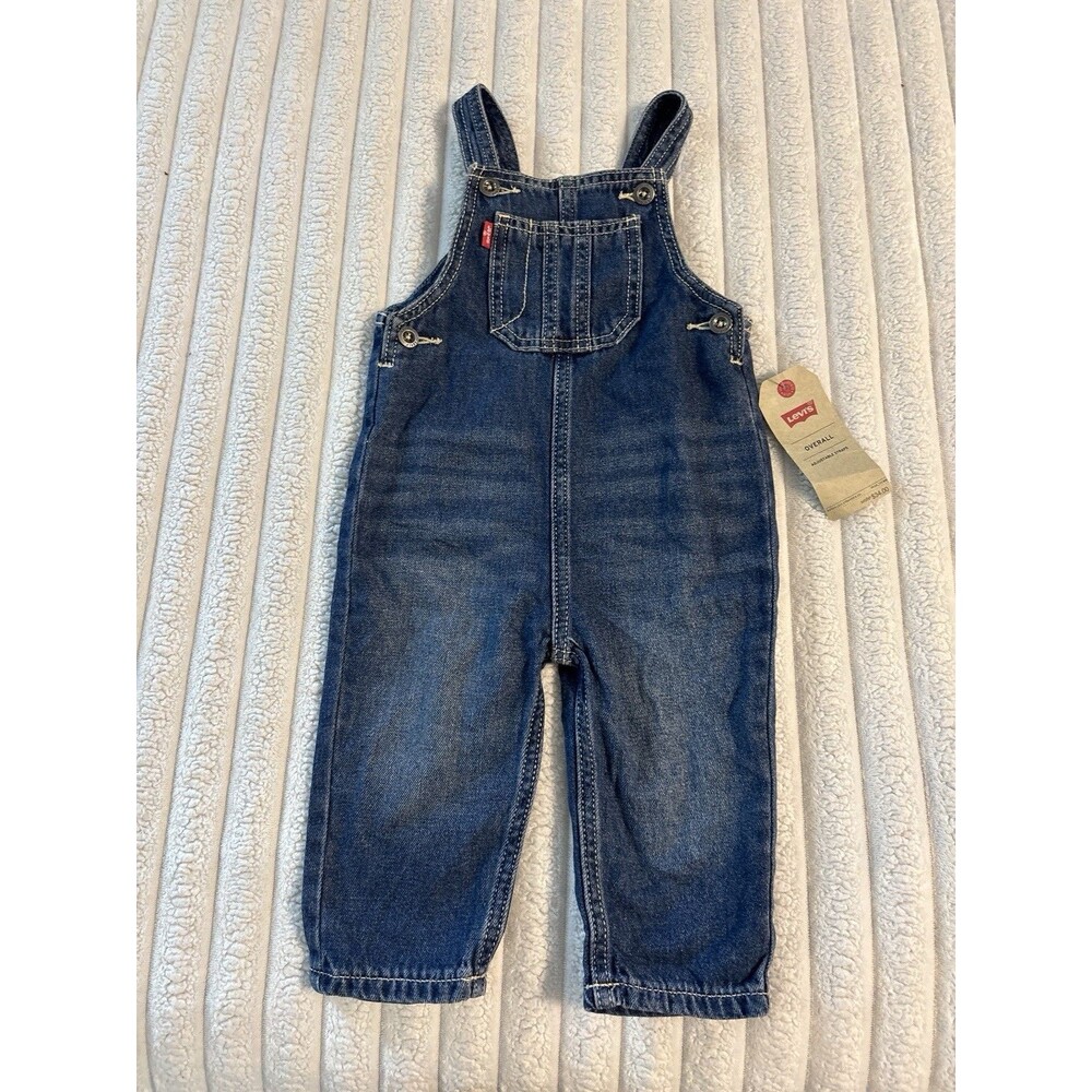 NWT Baby Levi's Overalls 18 Months Dark Wash Denim Kids Family Photo Pumpkin Fal